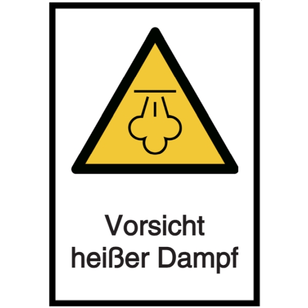 Schild Vorsicht heißer Dampf mit Symbol W080